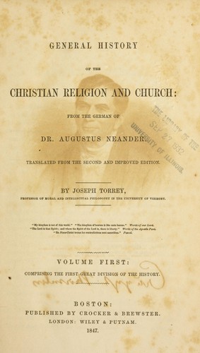 Cover for General history of the Christian religion and church