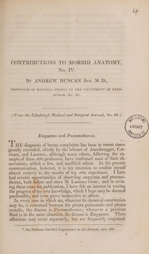 Cover for Contributions to morbid anatomy