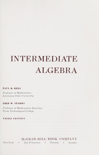 Cover for Intermediate algebra