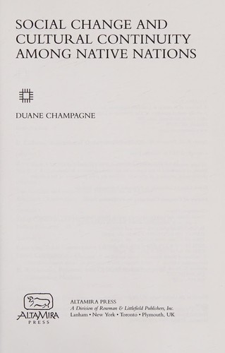 Cover for Social change and cultural continuity among Native Nations