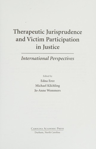 Cover for Therapeutic jurisprudence and victim participation in justice