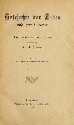 Cover for Geschichte der Juden und ihrer Litteratur