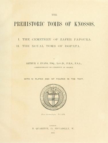 Cover for The prehistoric tombs of Knossos