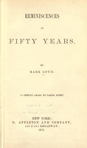 Cover for Reminiscences of fifty years