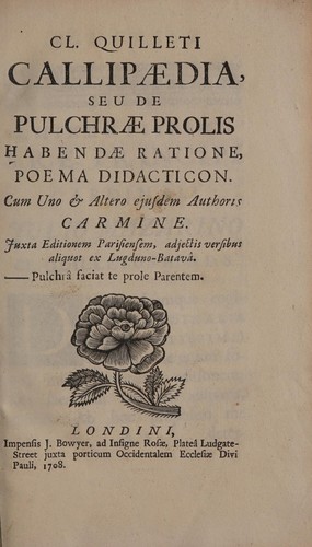 Cover for Cl. Quilleti Callipaedia, etc. et Scaevolae Sammarthani Paedotrophia