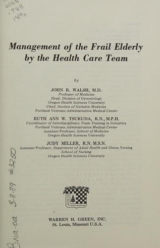 Cover for Management of the frail elderly by the health care team