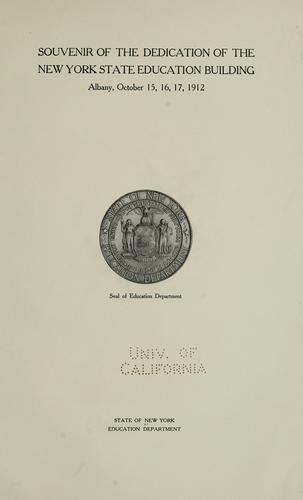 Cover for Souvenir of the dedication of the New York state education building, Albany, October 15, 16, 17, 1912 ...