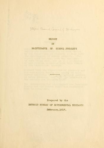 Cover for Report on maintenance of school property