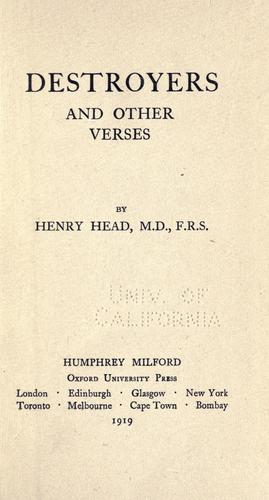Cover for Destroyers, and other verses