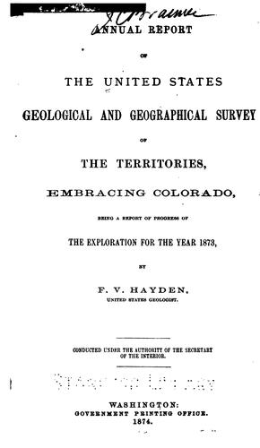 Cover for Annual Report of the United States Geological and Geographical Survey of the Territories ...