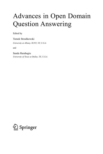 Cover for Advances in open domain question answering