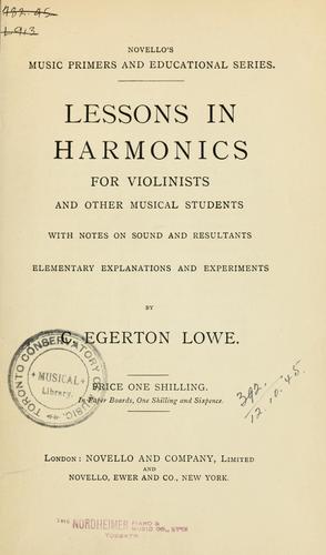 Cover for Lessons in harmonics for violinists and other musical students