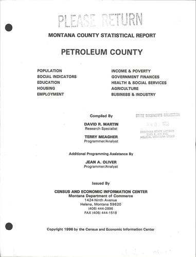 Cover for Petroleum County