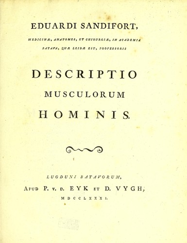 Cover for Descriptio musculorum hominis