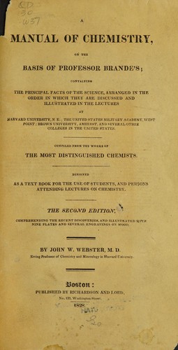 Cover for A Manual of chemistry, on the basis of Prof. Brande's