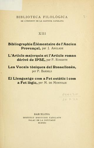 Cover for Bibliographie élémentaire de l'ancien Provençal