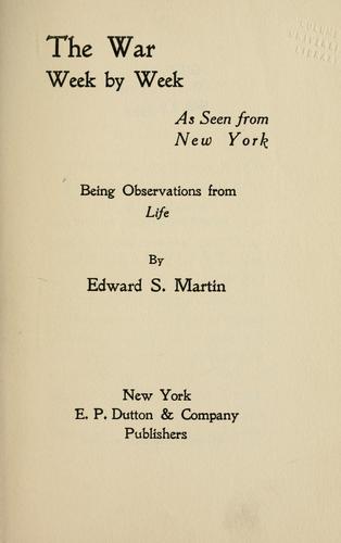 Cover for The war week by week as seen from New York
