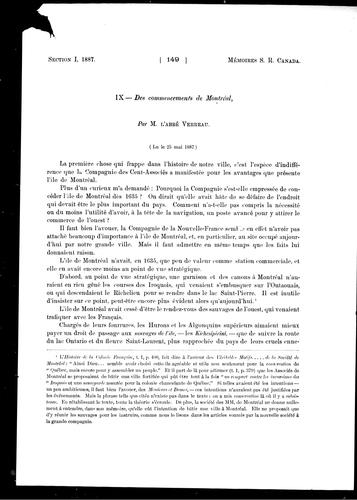 Cover for Des commencements de Montréal