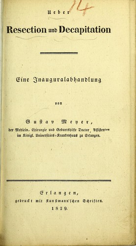 Cover for Ueber Resection und Decapitation
