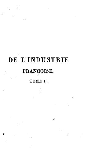 Cover for De L'industrie francoise