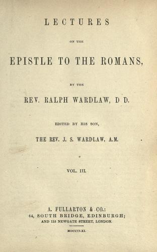 Cover for Lectures on the epistle to the Romans