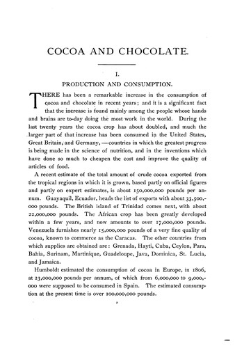 Cover for Cocoa and Chocolate: A Short History of Their Production and Use