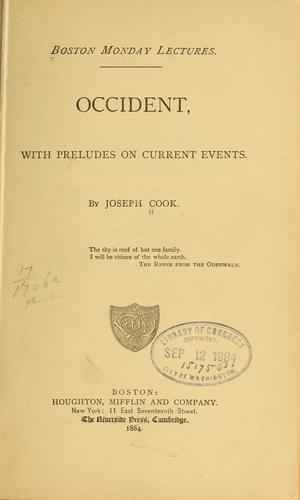 Cover for Occident