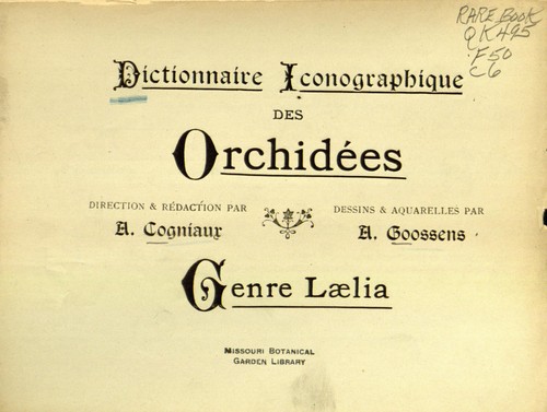 Cover for Dictionnaire iconographique des orchidees