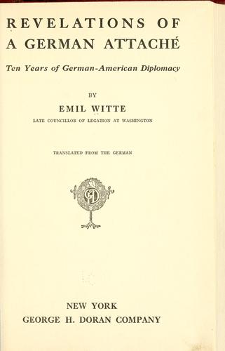 Cover for Revelations of a German attaché
