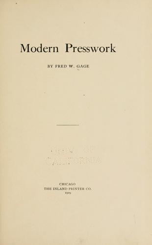 Cover for Modern presswork