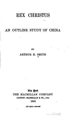 Cover for Rex Christus: An Outline Study of China