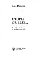 Cover for Utopia or else ...