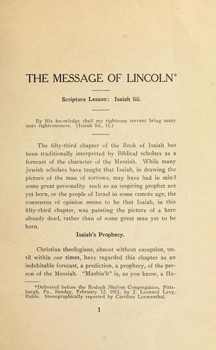 Cover for The message of Lincoln
