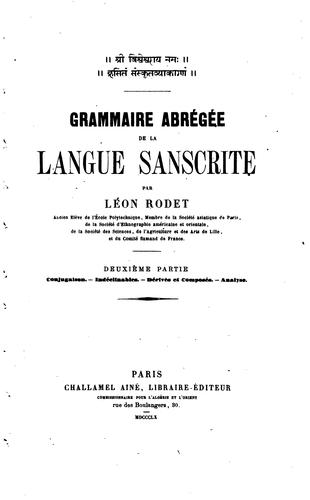 Cover for Grammaire abrégée de la langue sanscrite