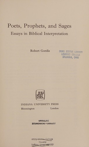 Cover for Poets, prophets, and sages