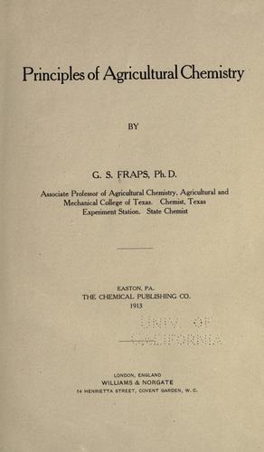 Cover for Principles of agricultural chemistry