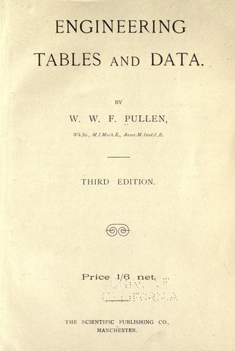 Cover for Engineering tables and data.