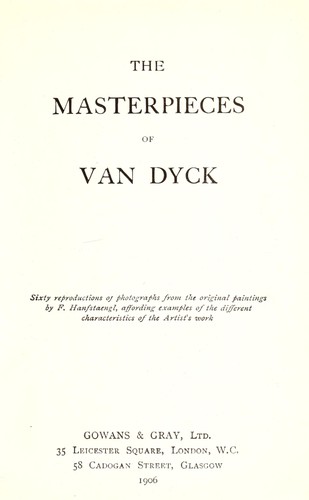 Cover for The masterpieces of Van Dyck