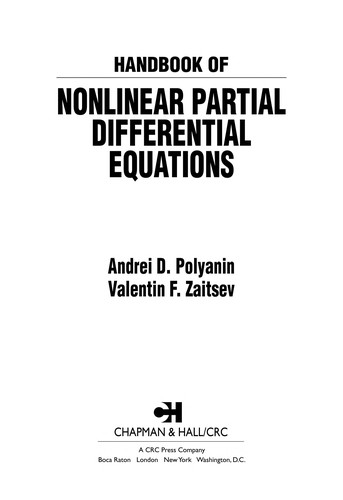 Cover for Handbook of nonlinear partial differential equations