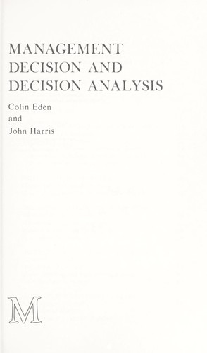 Cover for Management decision and decision analysis