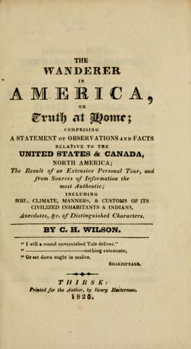 Cover for wanderer in America, or, Truth at home