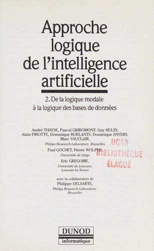 Cover for De la logique modale à la logique des bases de données