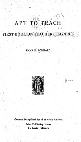 Cover for Apt to teach