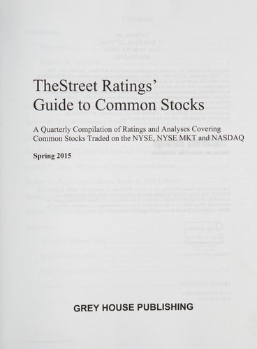 Cover for Thestreet ratings guide to common stocks, spring 2015