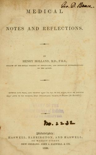 Cover for Medical notes and reflections