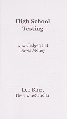 Cover for High School Testing
