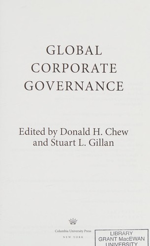 Cover for Global corporate governance