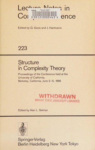 Cover for Structure in complexity theory