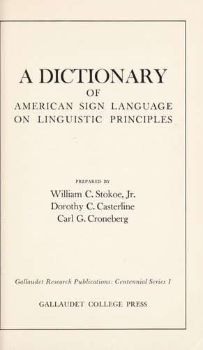 Cover for A dictionary of American sign language on linguistic principles