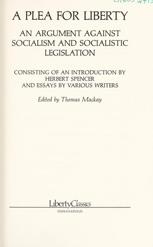 Cover for A Plea for liberty